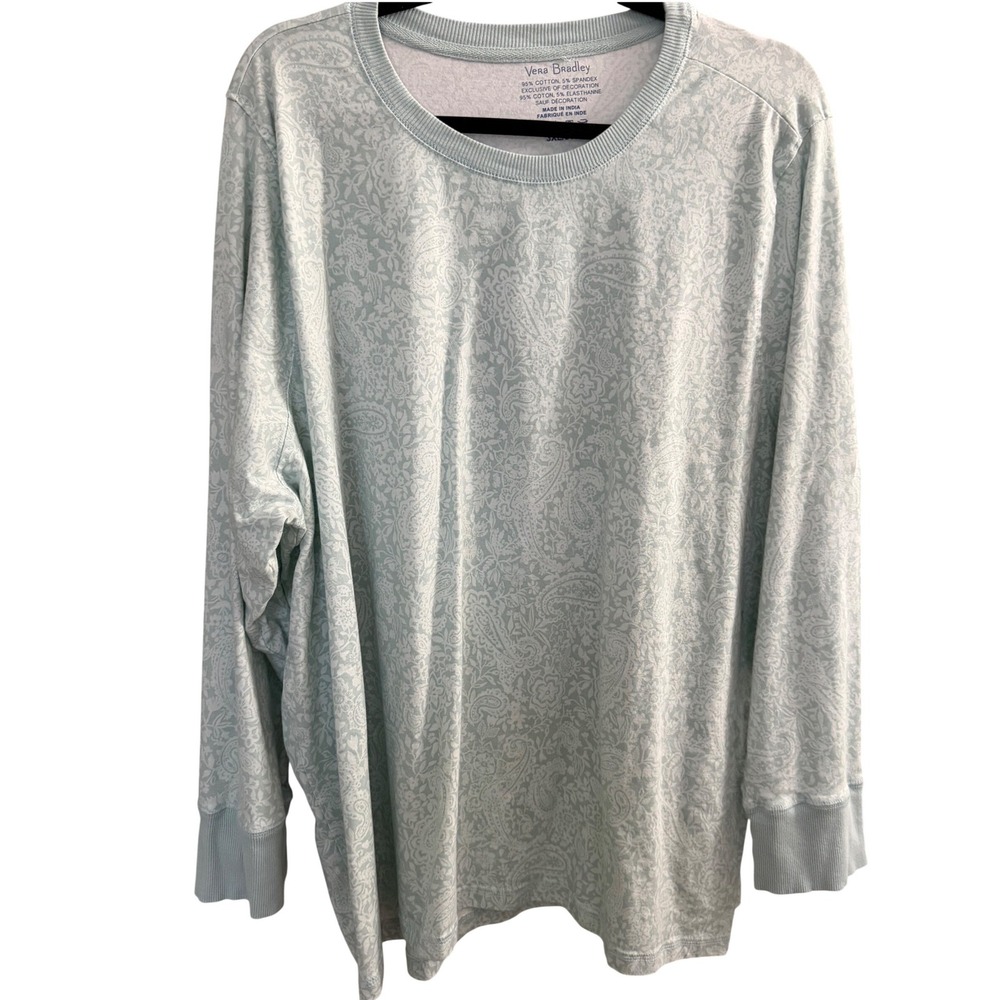 Vera Bradley‎ Pajama Top 3X Green Paisley Lounge Sleep Slumber Comfy Nightwear
